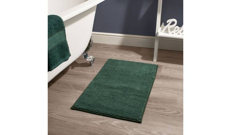 OHS Chenille Style Quick Dry Bath Mat - 45 x 75cm - Forest Green