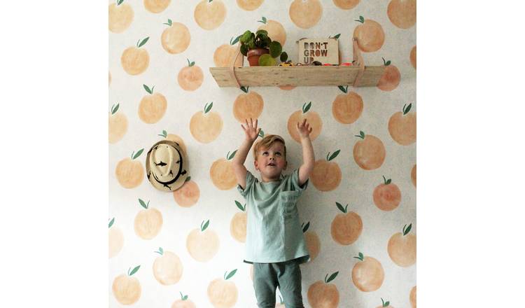 Grandeco Nursery Peaches 4 Lane Repeatable Wallpaper Mural - 2 x 2.8m