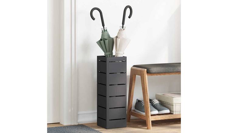 Walplus Umbrella Stand with Storage Metal - Black - 15.5 x 15.5 x 49 cm