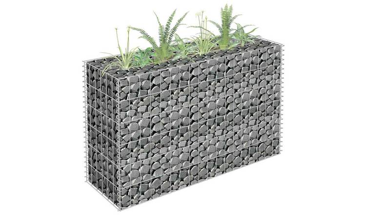 Walplus Galvanised Steel Gabion Raised Bed - Silver - 90 x 30 x 60 cm