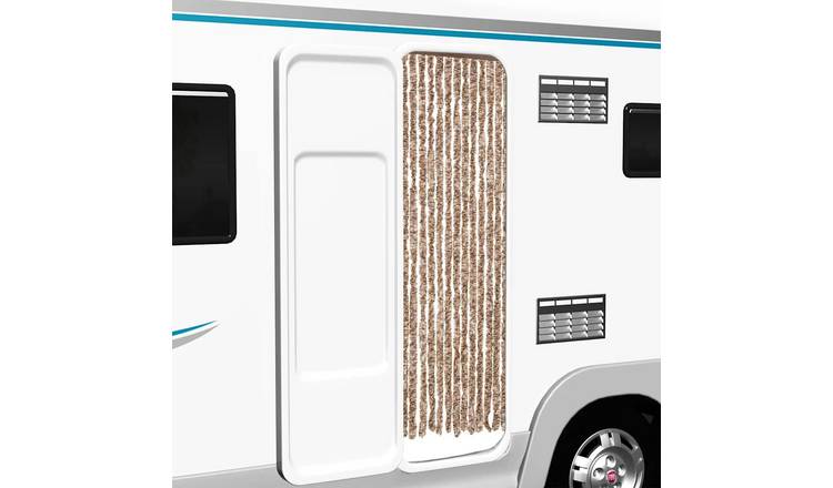 Walplus Chenille Fly Door Curtain - Beige and Dark Brown - 56 x 200 cm