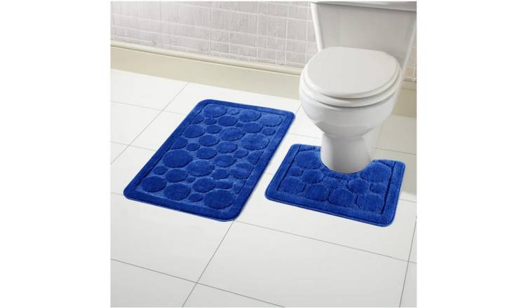 New Edge Blinds Cali Bath Mat & Pedestal Set - Royal Blue