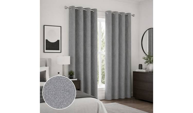 Enhanced Living Berlin Blackout Thermal Eyelet Curtains - 117 x 229cm - Grey
