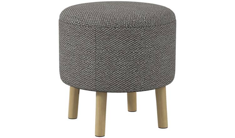 HOMCOM Linen Fabric Round Storage Stool with Removable Top - Light Grey