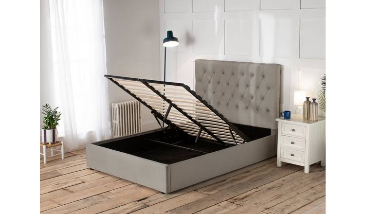 Snuggle Beds Eliza Stone Grey Fabric Ottoman Bed Frame - King