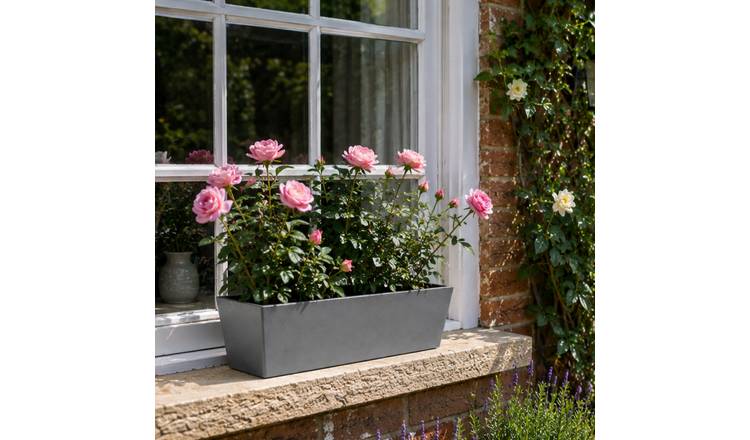 Fargro Home and Garden 7L Polystone Small Window Box Planter Pot - Light Grey