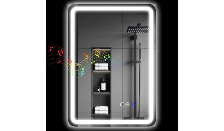 HOMCOM LED Lights Bluetooth Bathroom Mirror