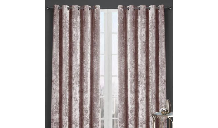 HomeSpace Direct Crushed Velvet Eyelet Curtains - Blush - 168 x 229cm