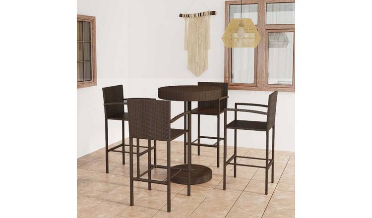 Walplus Poly Rattan Garden Bar Set - Brown - 75.5 x 106 cm
