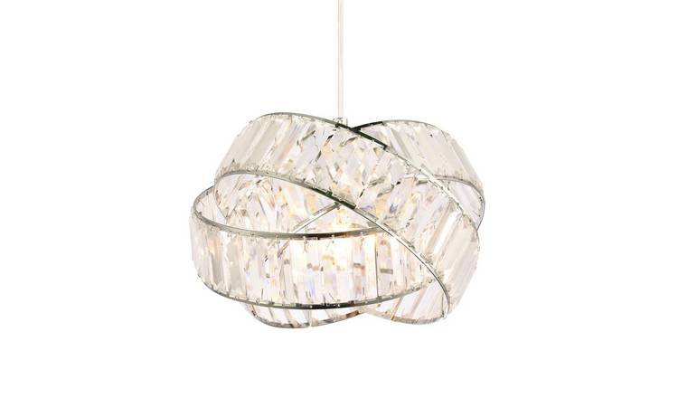 Happy Homewares Chrome Three Ring with Transparent Acrylic Pendant Shade - 28cm