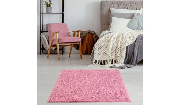 The Rugs Pink Myshaggy Plain Shaggy Square Rug - 120 x 120cm