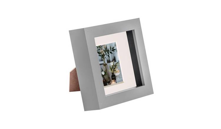 Nicola Spring 4" x 4" Grey 3D Box Photo Frame 2" x 2" Ivory Mount