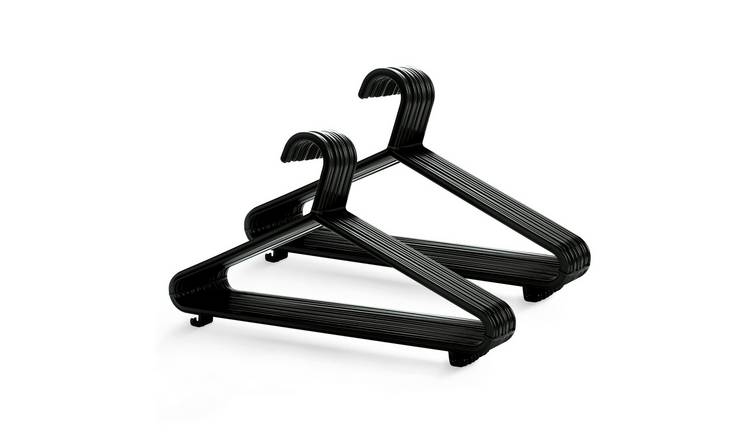 Keplin Black Adult Plastic Trouser Bar Coat Hangers - Pack of 25