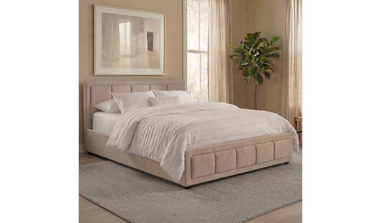 Vida Designs Vanita Double Ottoman Fabric Bed - Beige