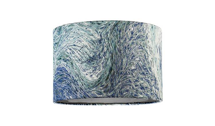 Happy Homewares Artistic and Fluid Textured in Blue Teal Lampshade - 30cm