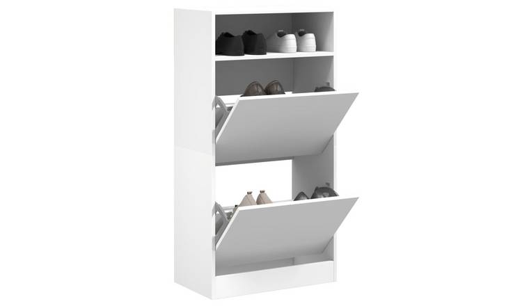 Walplus Engineered Wood Shoe Cabinet - White - 60 x 34 x 116 cm