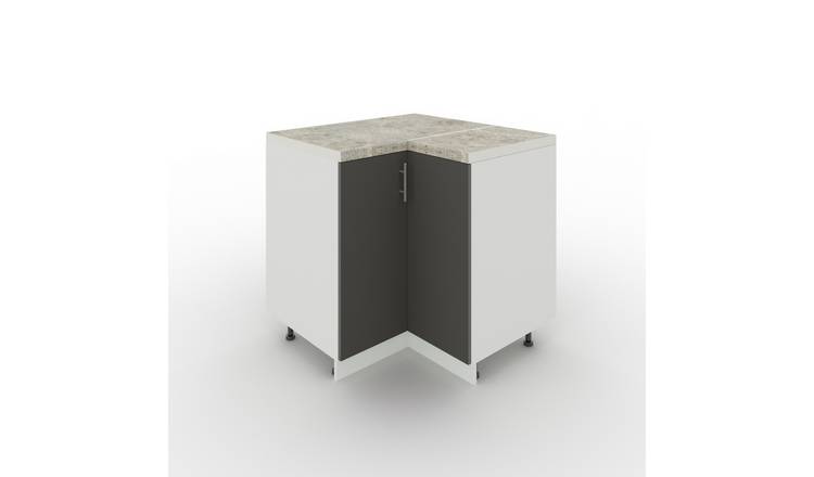 JD Greta 900mm Adjustable Base Corner Cabinet 2 Doors & Worktop - Dark Grey Matt