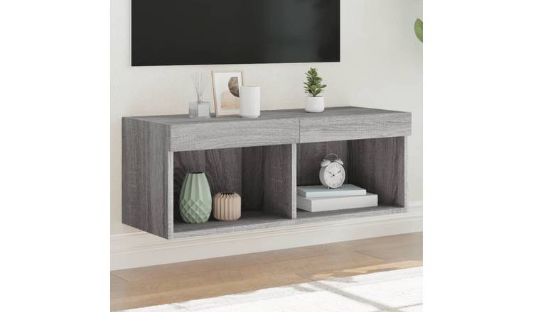 Walplus LED Engineered Wood TV Cabinet - Grey and Oak - 80 x 30 x 30 cm