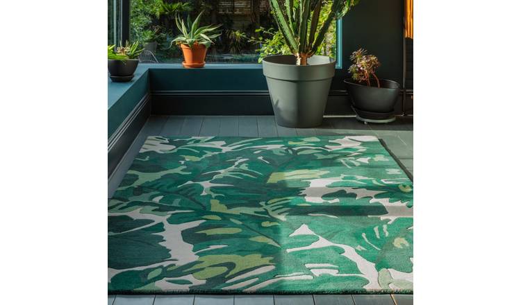 Mega Flooring Green Handmade Nature Print Rug - 120 x 170cm