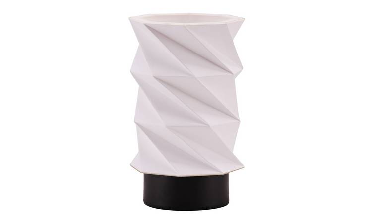 Happy Homewares Matte Black with Foldable White Geometric Table Lamp - 13cm
