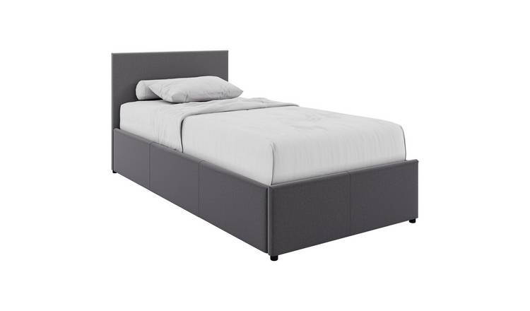 Vida Designs Veronica Linen Single Ottoman Bed With Foam Mattress - Dark Grey