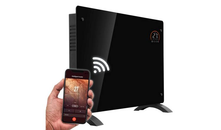 Baridi 2000W Electric Glass Panel Heater Wi-Fi Enabled 2000W - Black