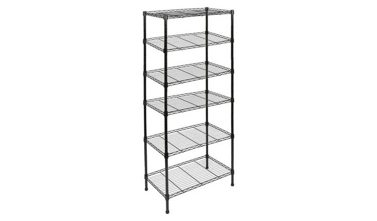 Harbour Housewares 6 Tier Adjustable Wire Shelving Unit - Black