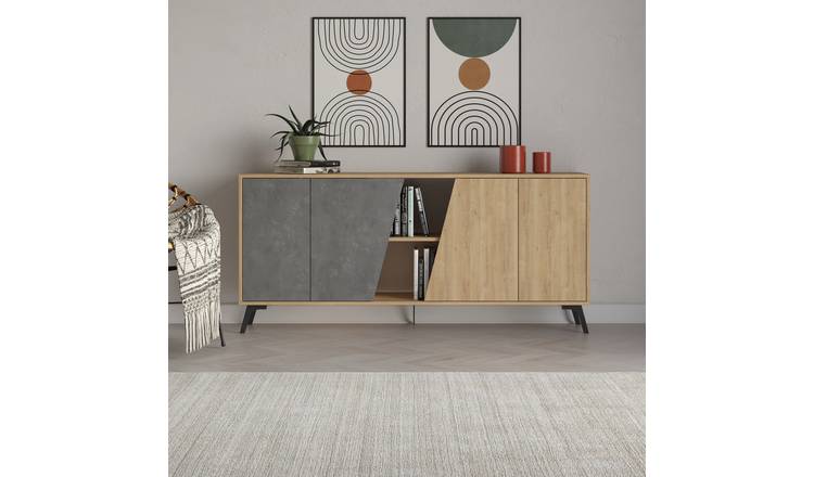 Decortie Fiona 4 Door Sideboard - Oak & Retro Grey