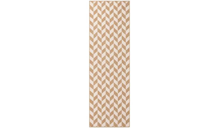 Ted Baker Beige Terrick Indoor Outdoor Chevron Runner Rug - 80 x 200cm