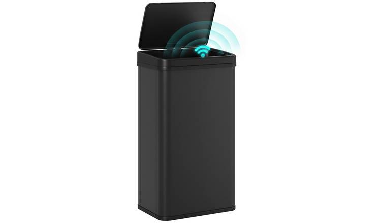 HOMCOM 50L Stainless Steel Sensor Kitchen Bin - Black