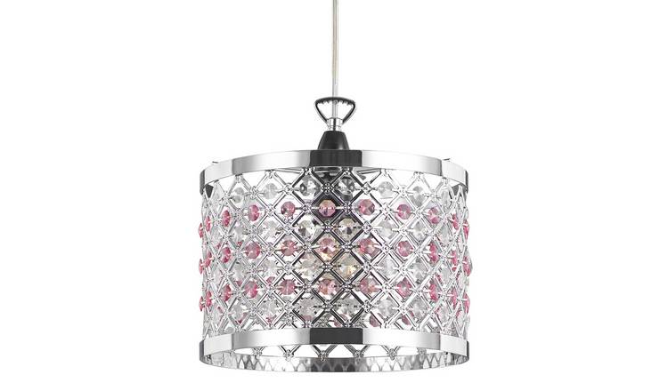 Happy Homewares Pink Sparkly with Beads Pendant Shade - 24cm