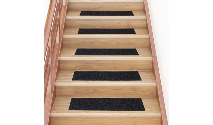 Walplus Pack of 15 Self-Adhesive Rectangular Stair Mats - Black - 76 x 20 cm