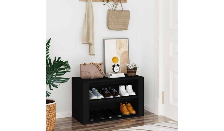 Walplus Engineered Wood Shoe Rack - Black - 75 x 35 x 45 cm