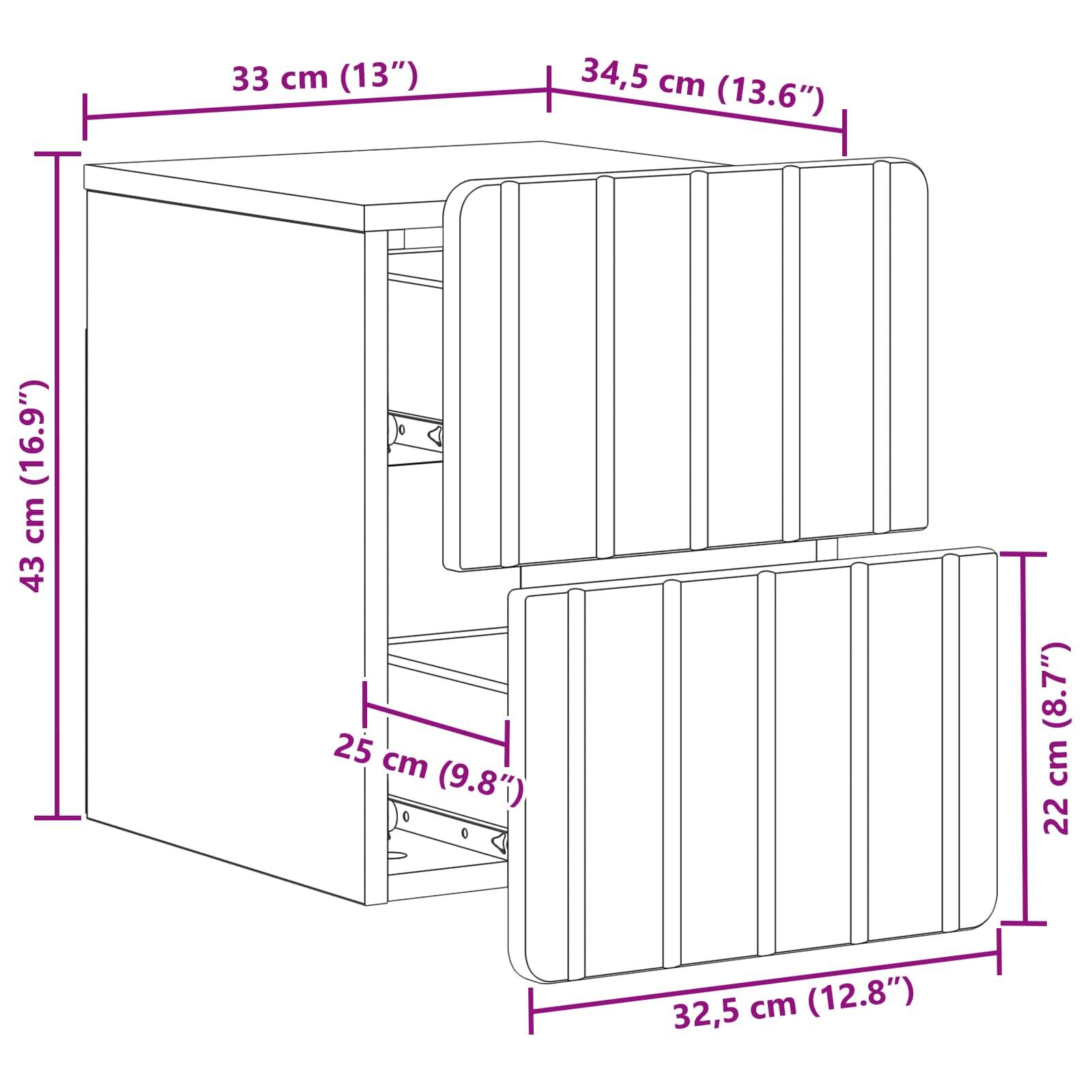 Walplus Pack of 2 Wall Mounted Bedside Cabinet - White - 33 x 34.5 x 43 cm - Image 9