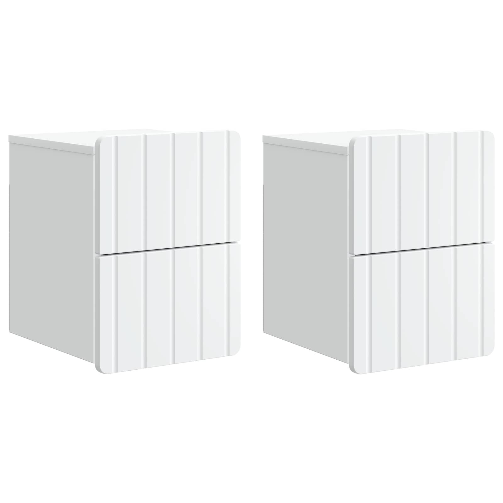 Walplus Pack of 2 Wall Mounted Bedside Cabinet - White - 33 x 34.5 x 43 cm - Image 2