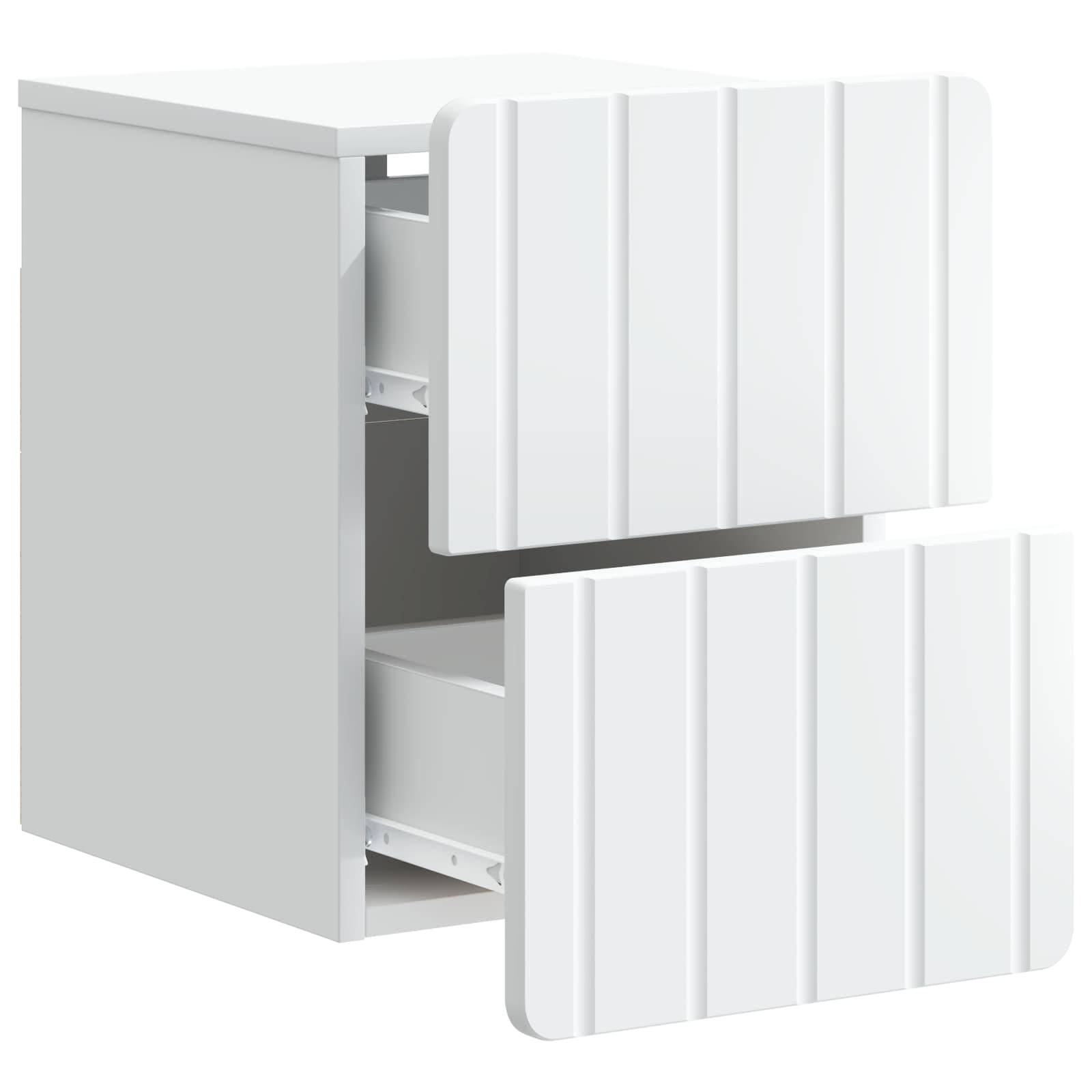 Walplus Pack of 2 Wall Mounted Bedside Cabinet - White - 33 x 34.5 x 43 cm - Image 6