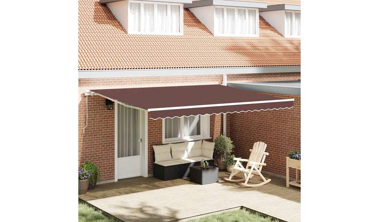 Walplus Manual Polyester Retractable Awning - Brown - 450x300 cm
