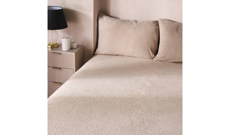 OHS Teddy Fleece Thermal Fitted Bed Sheet Stone - Double