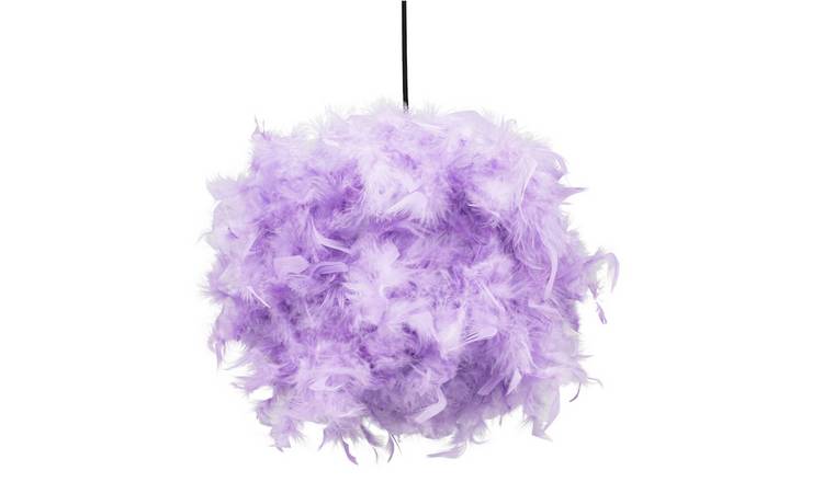 Happy Homewares Lilac Genuine Feather Decorated Pendant Shade - 25cm