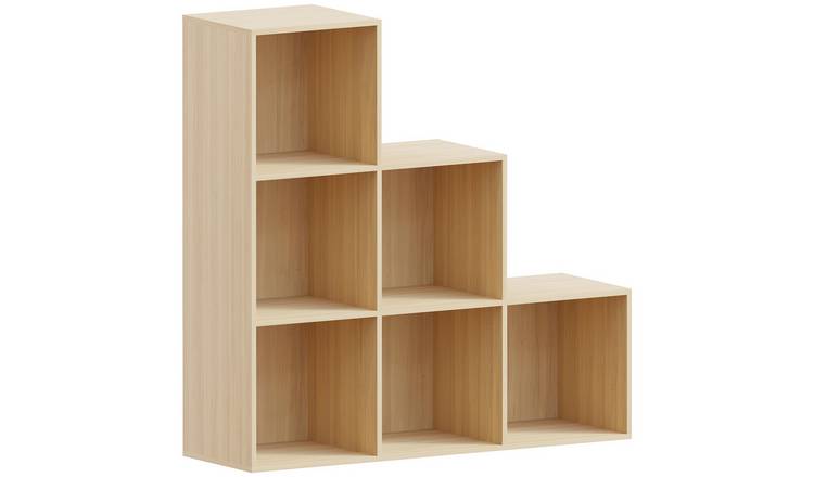 Vida Designs Durham 6 Cube Storage Stair Unit with 3 White Baskets - Pine