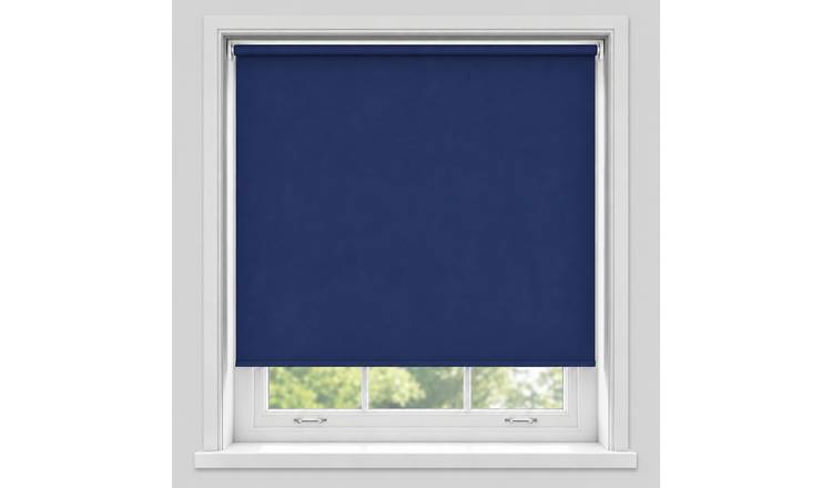 New Edge Blinds Navy No Drill Blackout Roller Blind - 115cm x 165cm