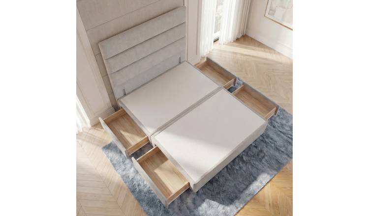 Somnior Regent Linen Small Double 4 Drawer Divan Bed 54" Headboard - Light Grey