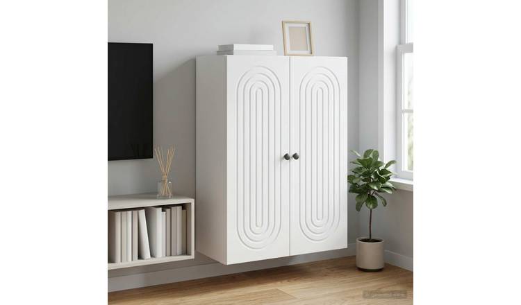 Walplus 2 Door Engineered Wood Wall Cabinet 2 Shelf - White - 66 x 34.5 x 90 cm