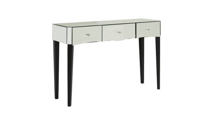 Orsina Gabriella Mirrored Console Table – Black & Silver