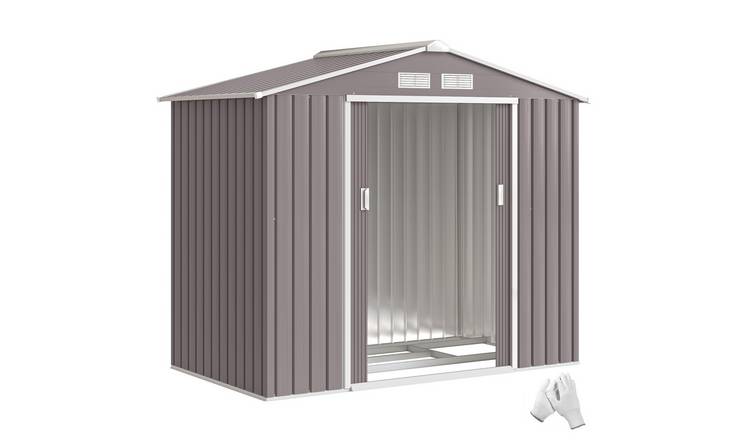 Outsunny Metal Waterproof Garden Shed for Patio Lawn with Vents - Grey
