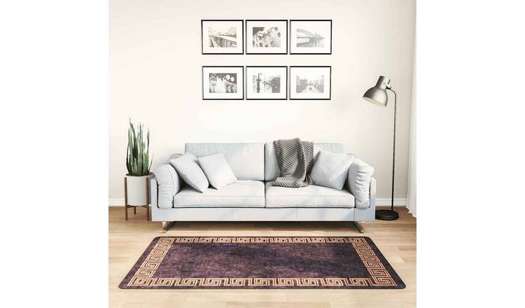 Walplus Polyester 4 mm Pile Rug - Black and Gold - 80 x 150 cm