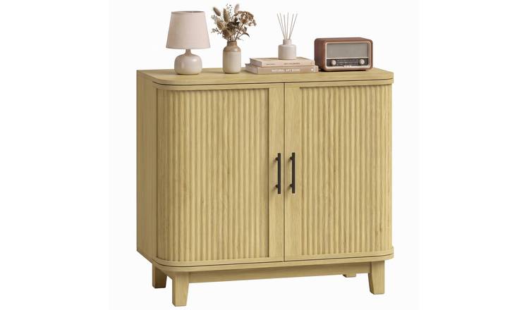HOMCOM Modern Adjustable Shelf 80cm Sideboard Buffet Cabinet - Oak