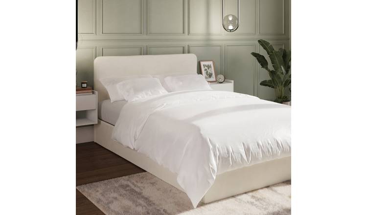 GFW Chiswick Double Velvet Side Lift Ottoman Bed with Mattress - Natural