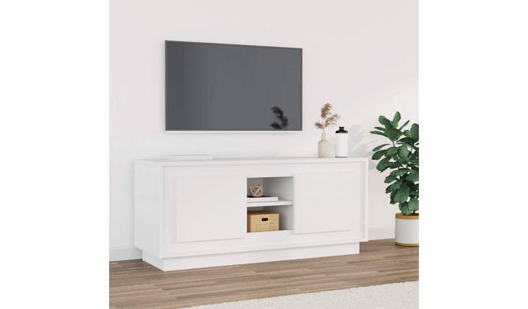 Walplus Engineered Wood TV Cabinet - White - 102 x 35 x 45 cm