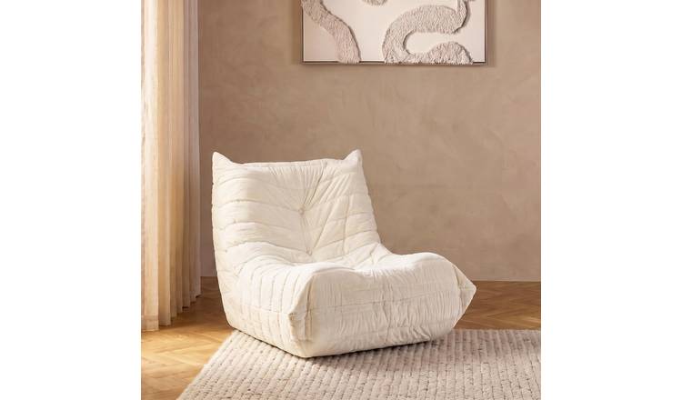 OHS Matte Velvet Lazy Chair - Cream